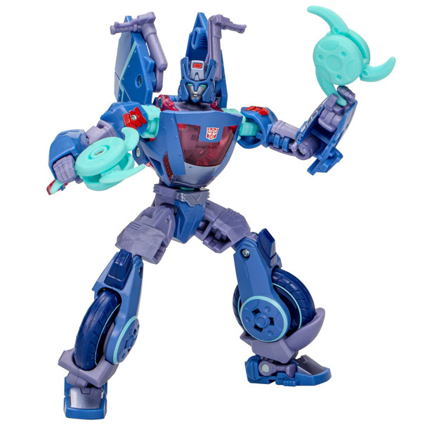 This 5.5-inch (14 cm) Cyberverse Universe Chromia toy features deco and detail inspiration from the Transformers: Cyberverse animated series.