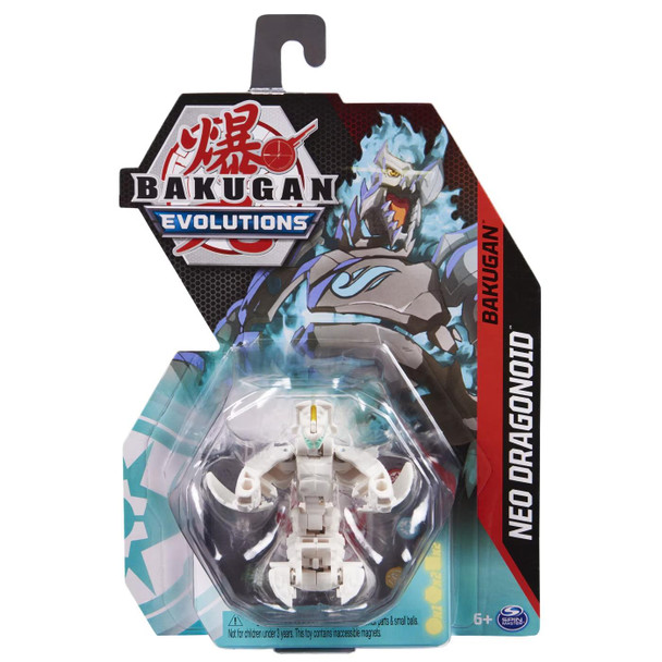 Bakugan Evolutions - NEO DRAGONOID (Haos) Collectable Action Figure with Trading Cards in packaging.