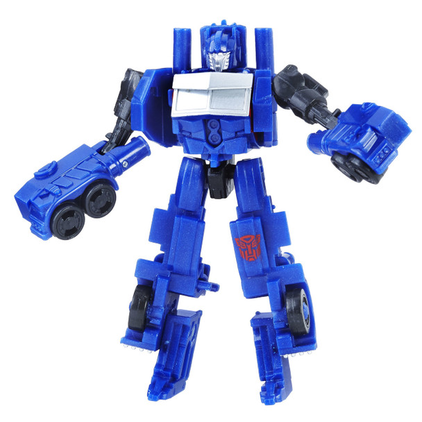 Change this Transformers Legion Class Optimus Prime figure between robot and truck mode in 5 steps.