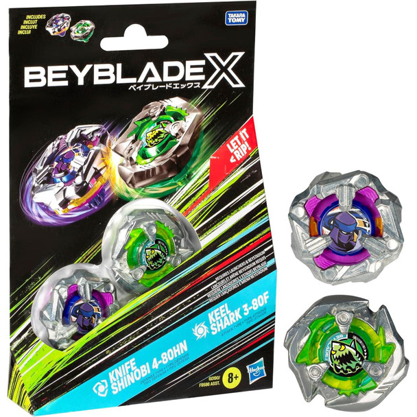 Beyblade X KNIFE SHINOBI 4-80HN and KEEL SHARK 3-80F Top Dual Pack