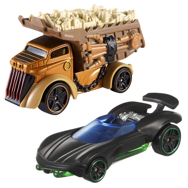 Iconic Star Wars characters Luke Skywalker and Rancor re-imagined as Hot Wheels cars.