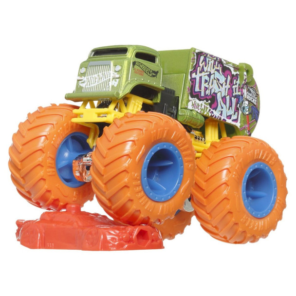 Will Trash It All truck comes with a connect and crash car for immediate smashing action (styles vary) Will Trash It All truck comes with a connect and crash car for immediate smashing action (styles vary)