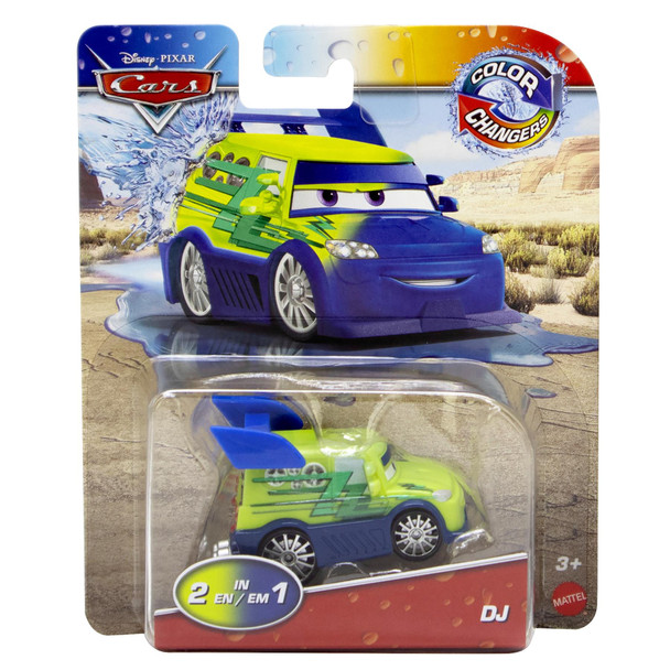 Disney Pixar Cars Colour Changers: DJ 1:55 Scale Vehicle in packaging.