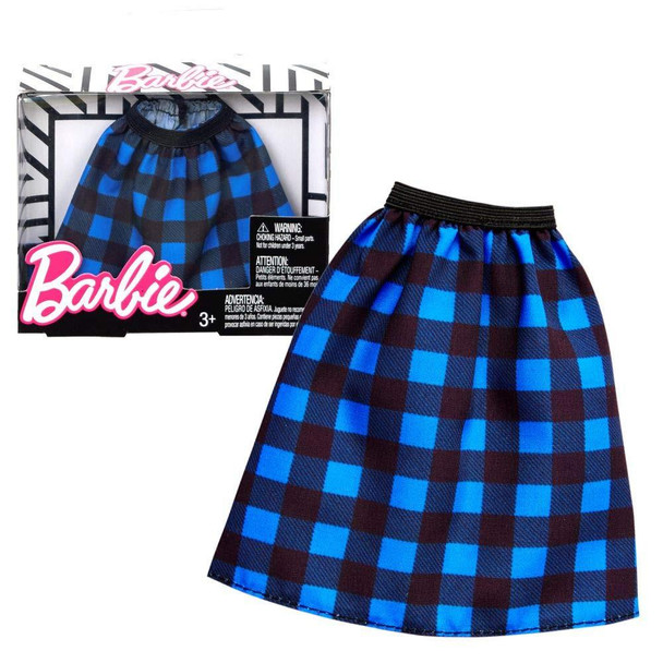 Barbie Fashions - Blue & Black Large Gingham Check Skirt Barbie Fashions - Blue & Black Large Gingham Check Skirt