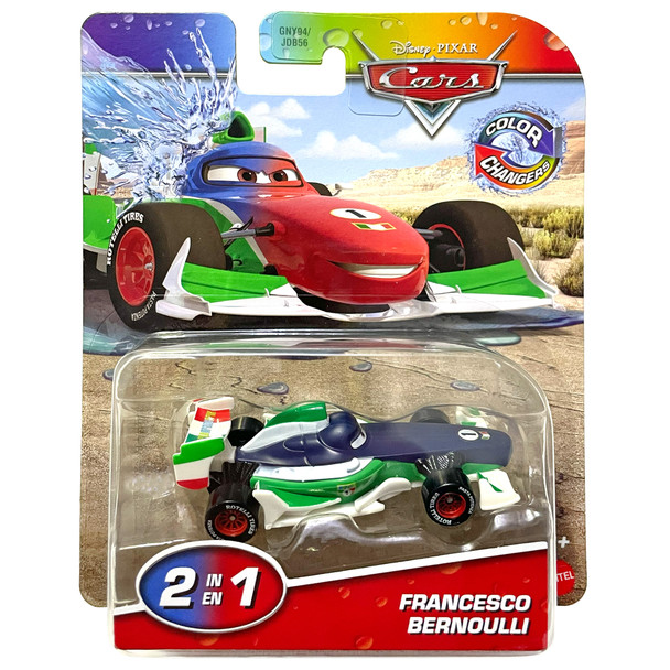 Disney Pixar Cars Colour Changers: FRANCESCO BERNOULLI 1:55 Scale Vehicle in packaging