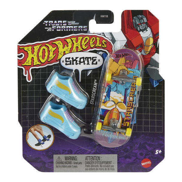 Hot Wheels Skate x Transformers STARSCREAM Fingerboard and Skate Shoes in packaging