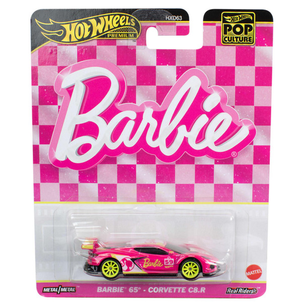 Hot Wheels Premium Pop Culture BARBIE 65th CORVETTE C8.R 1:64 Scale Die-cast Vehicle in packaging