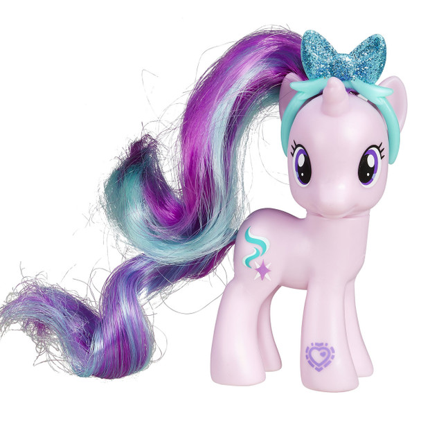 Starlight Glimmer has beautiful hair and is ready to look her best. She comes with a beautiful, glittery headband that fits most 3-inch ponies.