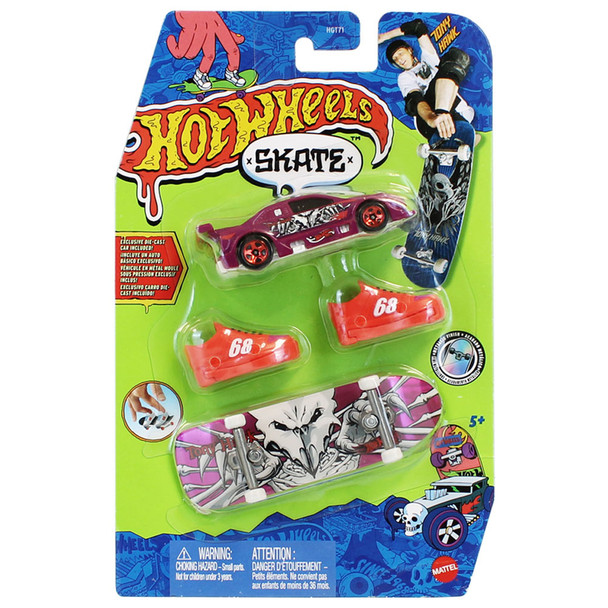 Hot Wheels Skate TALON SHRED Fingerboard and Skate Shoes with AMAZOOM 1:64 scale Die-cast Vehicle in packaging