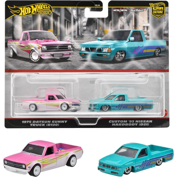 Hot Wheels Car Culture 1975 DATSUN SUNNY TRUCK (B120) and CUSTOM '93 NISSAN HARDBODY (D21) 1:64 Scale Die-cast Vehicle 2-Pack