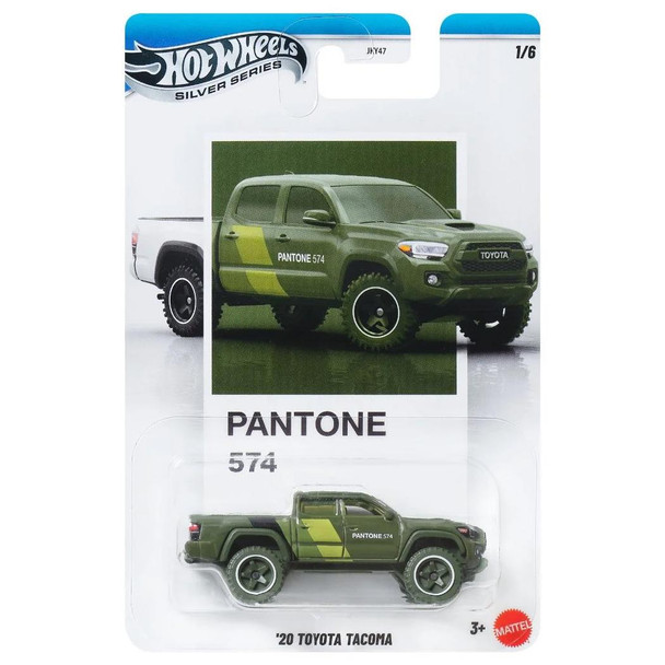 Hot Wheels Pantone Series #574 - '20 TOYOTA TACOMA (Dark Olive Green) 1:64 Scale Die-cast Vehicle (#1/6) in packaging - Front