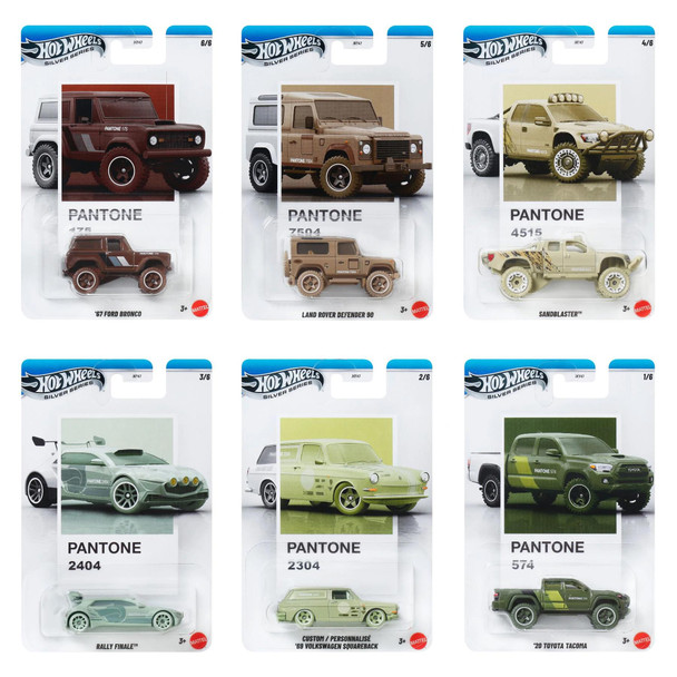 Hot Wheels Pantone Series 1:64 Scale Die-cast Vehicle - FULL SET OF 6 (Greens & Browns)