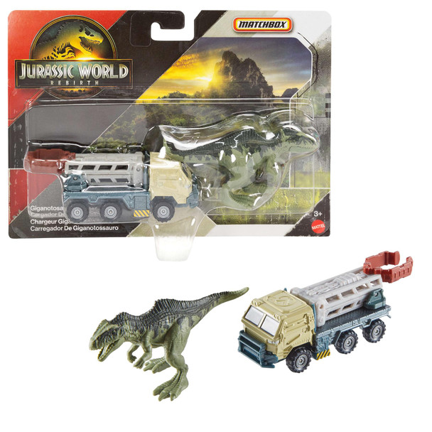Matchbox Jurassic World Rebirth GIGANOTOSAURUS LOADER Dino Transporter 1:64 Scale Die-cast Vehicle