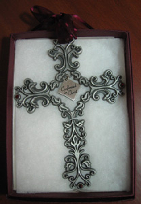 Confirmed in Christ Filigree Pewter Wall Cross