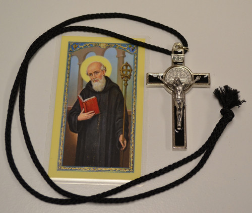 St Benedict Crucifix Necklace w/Holy Card