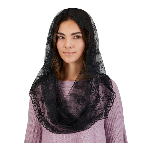 black lace infinity chapel veil for adults