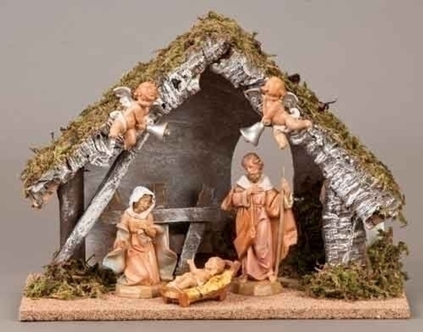 Fontanini Musical Wedding Gift Nativity - Stable and 5 Figures - 5" Collection