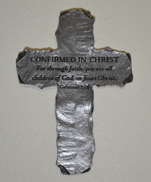 Pewter Slate-Look Message Cross - Confirmed in Christ