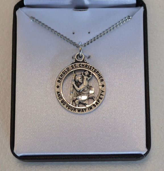 St. Christopher Round, Open Medal, 3/4" in Diameter