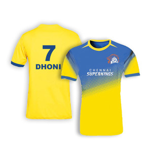 Chennai Super Kings Bleed Yellow Crew Neck Jersey with Dhoni #7 printed in the back