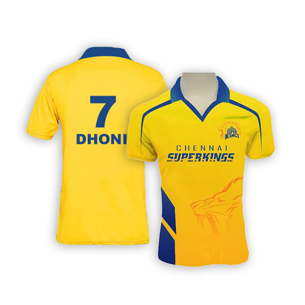 Chennai Super Kings Bleed Yellow Jersey Dhoni #7 - Front and Back