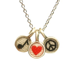 Peace love and music trio necklace