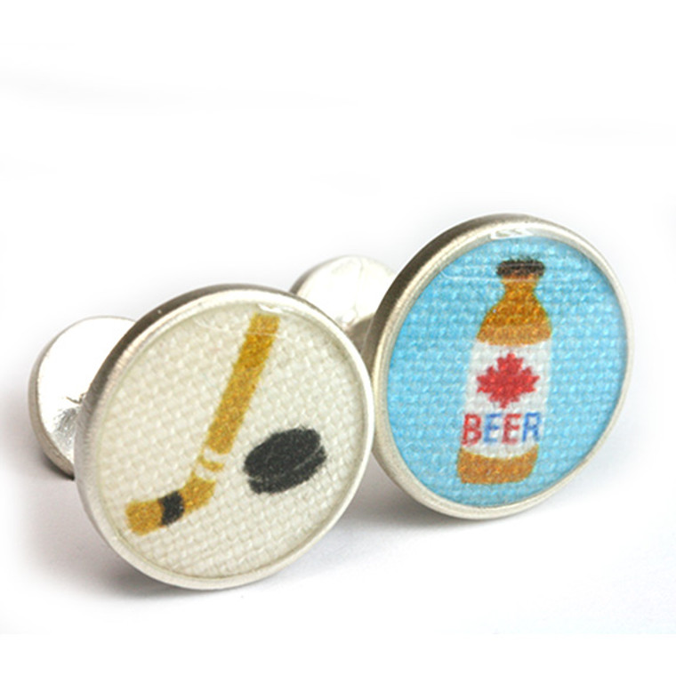 Hockey and a Beer Cufflinks