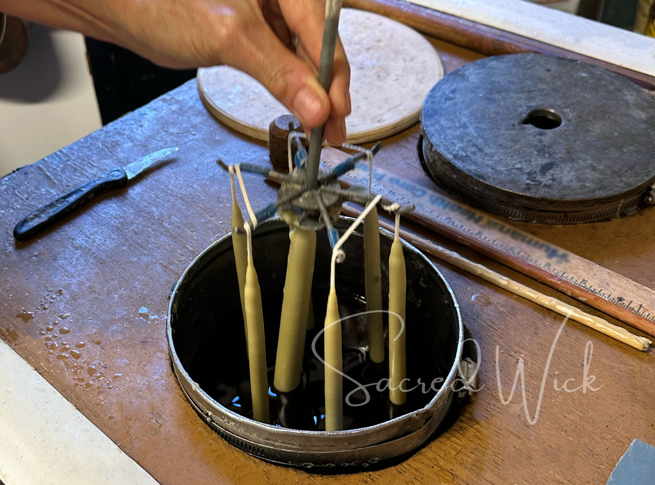Real, hand dipped bayberry taper candles