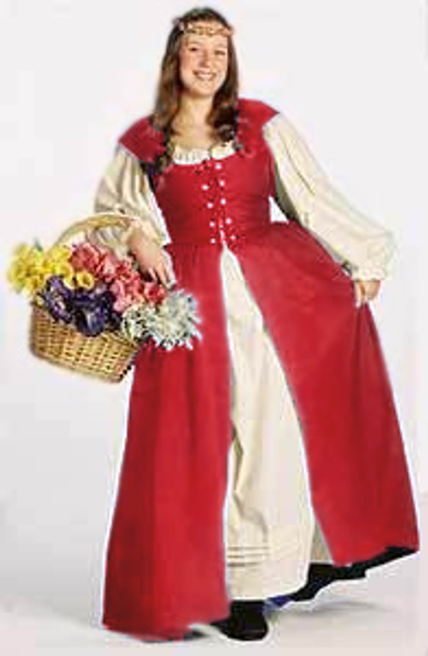 Women Boho Set Medieval Irish Costume Chemise and Over Dress