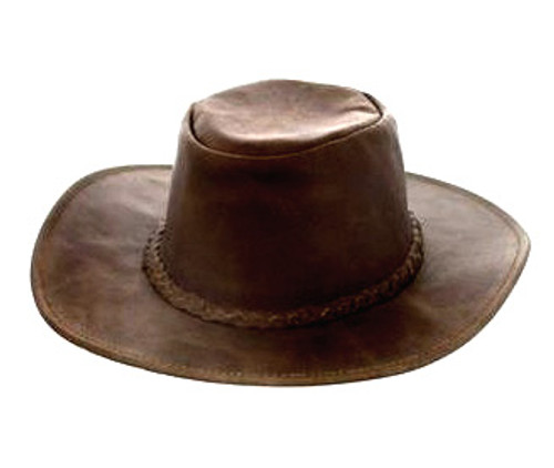 Fold-up Leather Hat-brown