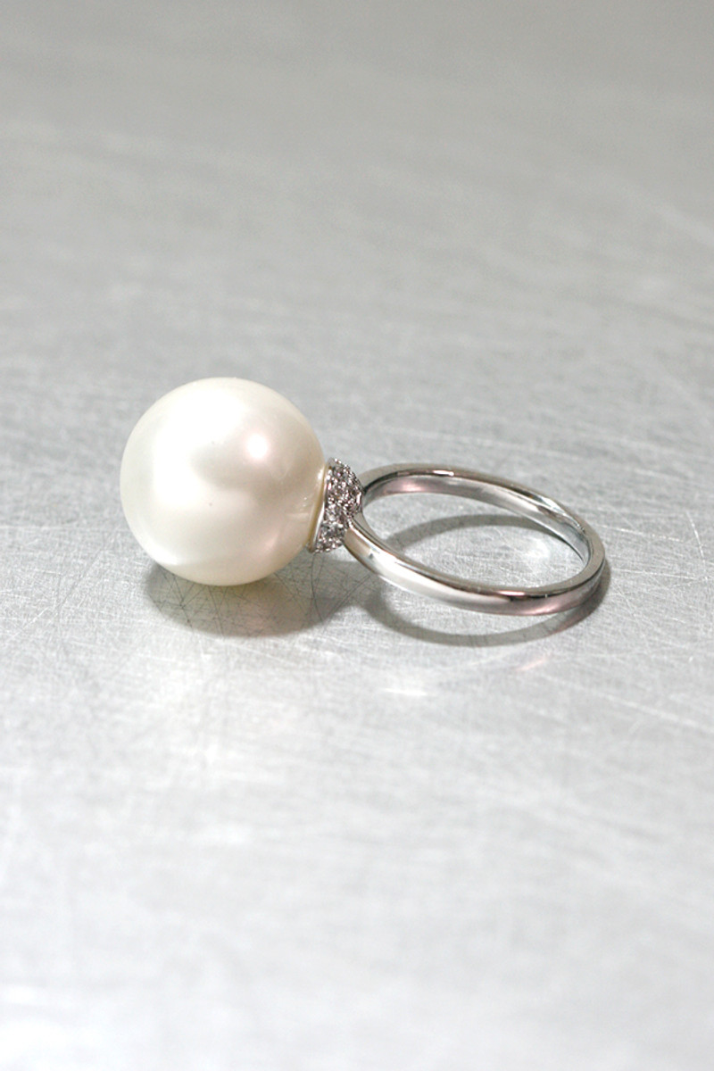 Delicate Wedding 14mm Pearl Ring Sterling Silver - kellinsilver.com