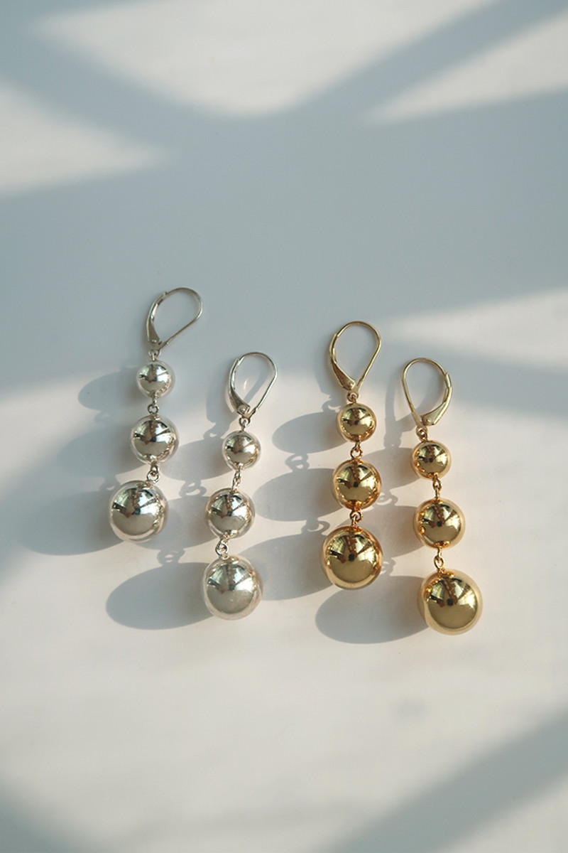 Sup Silver Round Threader Earrings, 925 Silver Ball Earrings 12mm,14mm,16mm  – Sup Silver