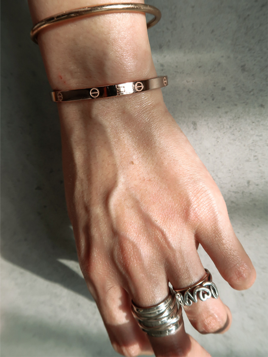 Rose Gold Love Bangle Bracelet Sterling Silver 