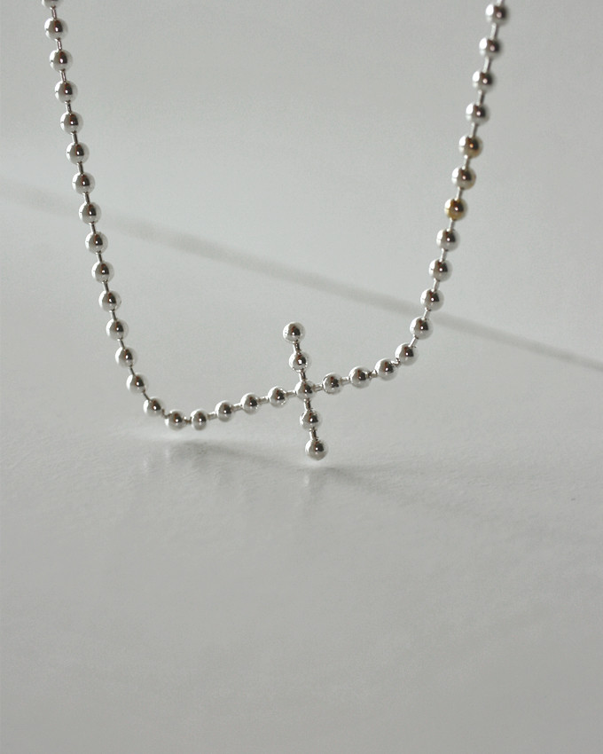 Bubble Sideways Cross Necklace Sterling 