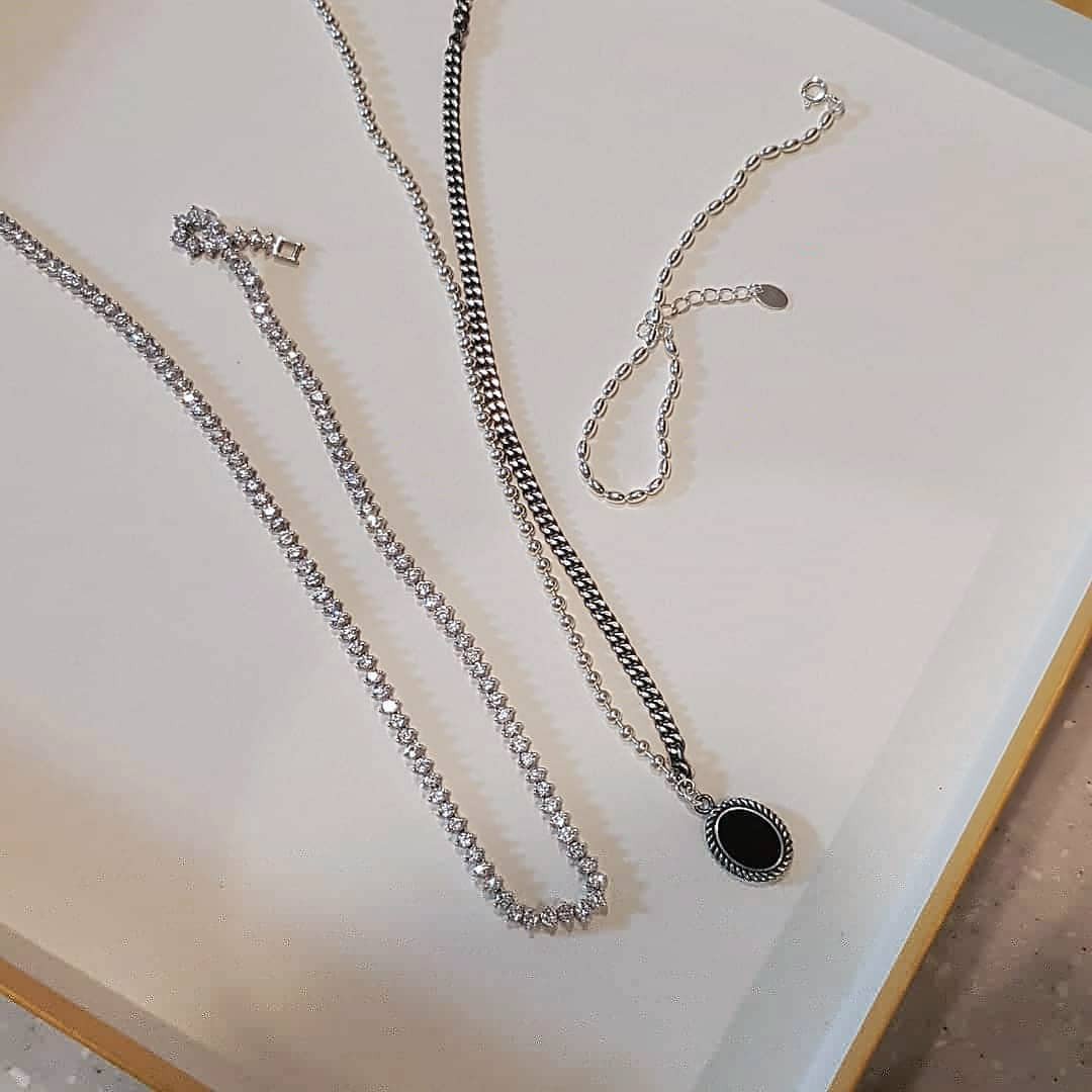 CZ Marquis Tennis Chain Necklace 