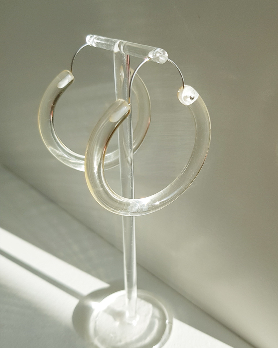 Transparent Coffee Hoop Earrings - kellinsilver.com