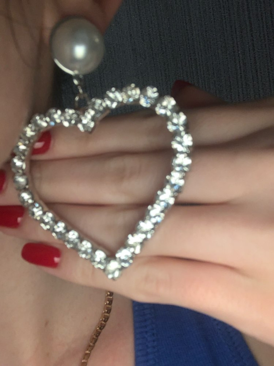 Oversize Lover Drama Pearl Heart Earrings - kellinsilver.com