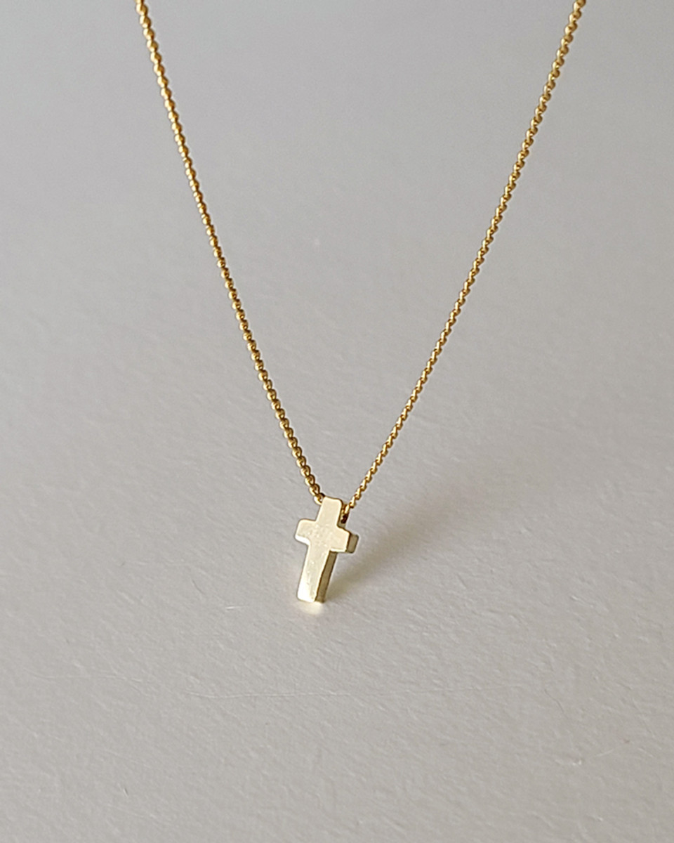 Gold Tiny Cross Necklace Sterling Silver - kellinsilver.com