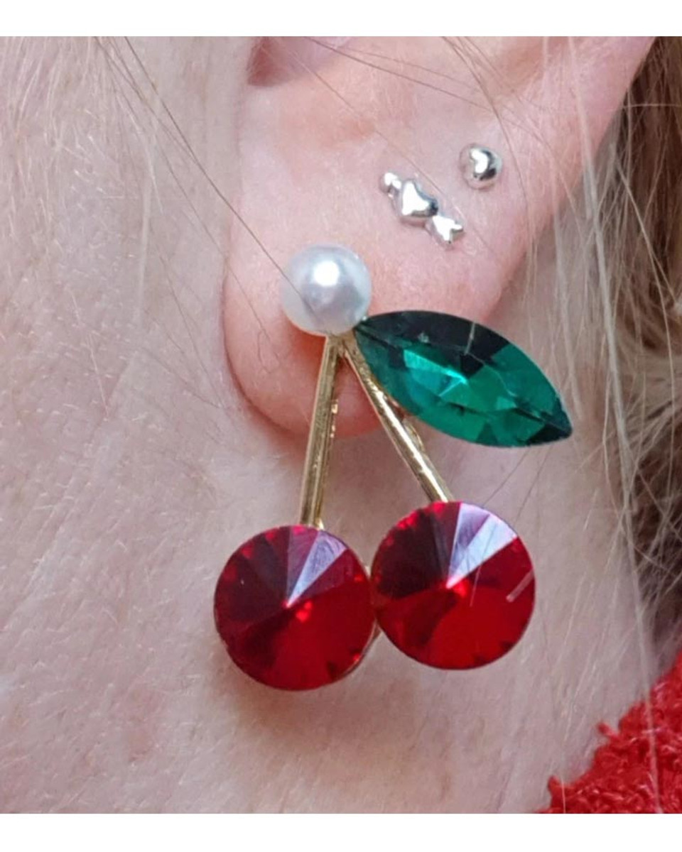 Red Pearl Mismatch Drop Earrings – 1000earring