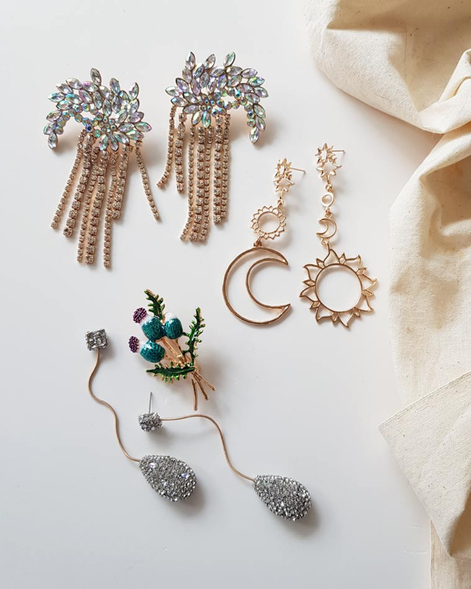 Stella Sun and Moon Earrings in Rose Gold - kellinsilver.com