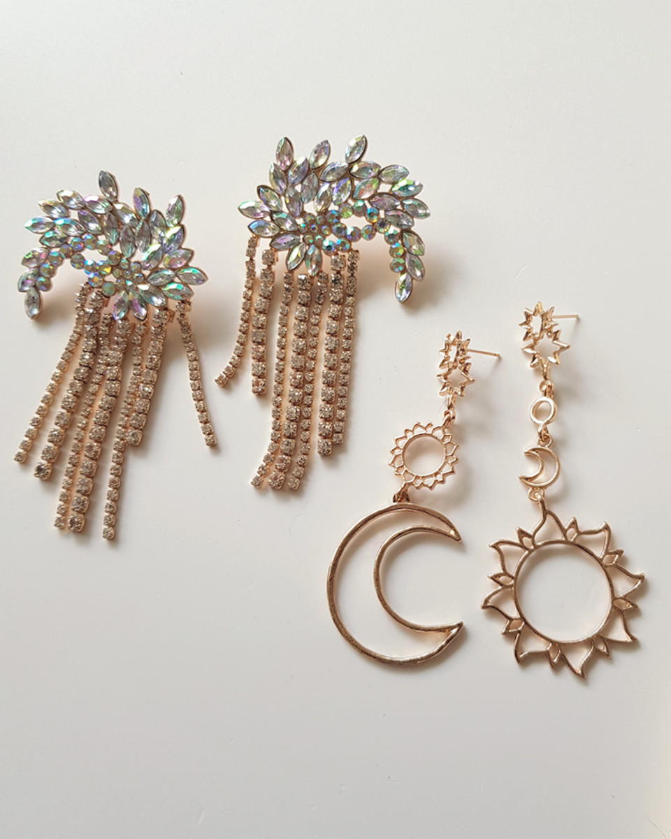 Stella Sun and Moon Earrings in Rose Gold - kellinsilver.com