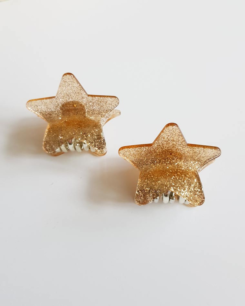 Set of 2 Glitter Star Snap Hair Clips – Golden Dot Lane