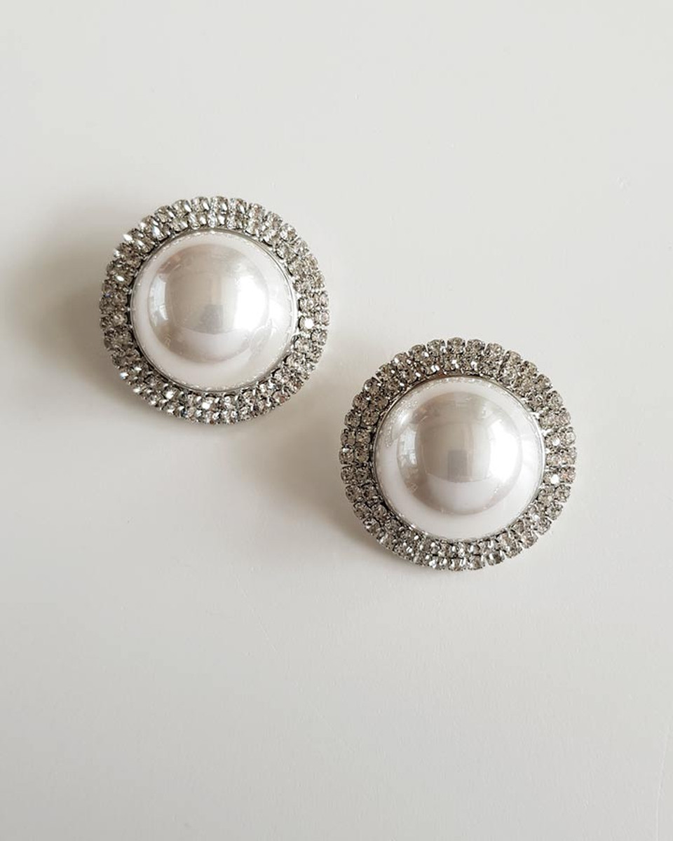 VINTAGE HOLLYWOOD★Crescendo Pearl Earrings ピアス Beautiful Vintage 1990's Round Gold With Pearls and