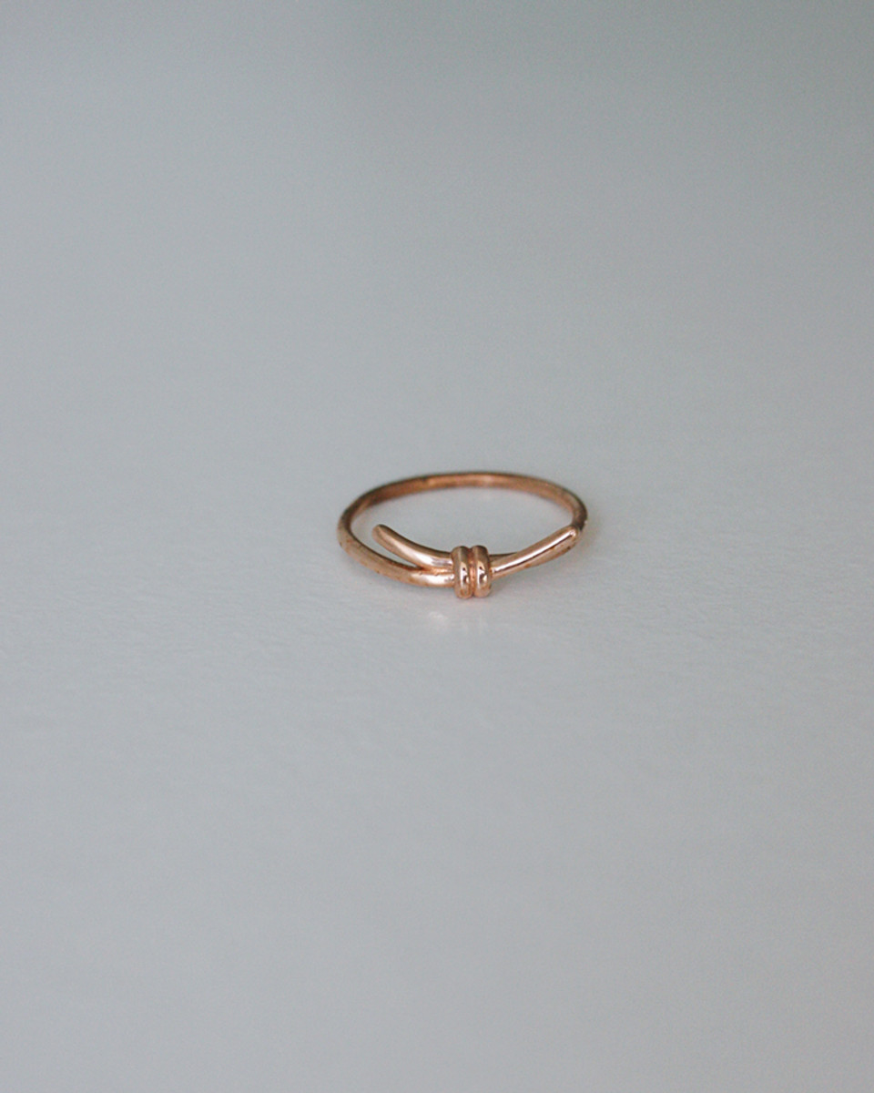 Rose Gold Tie the Knot Thin Ring in Sterling Silver