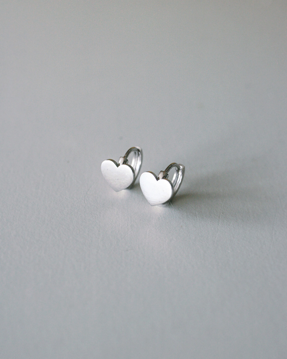 Sterling Silver Small Heart Stud Earrings