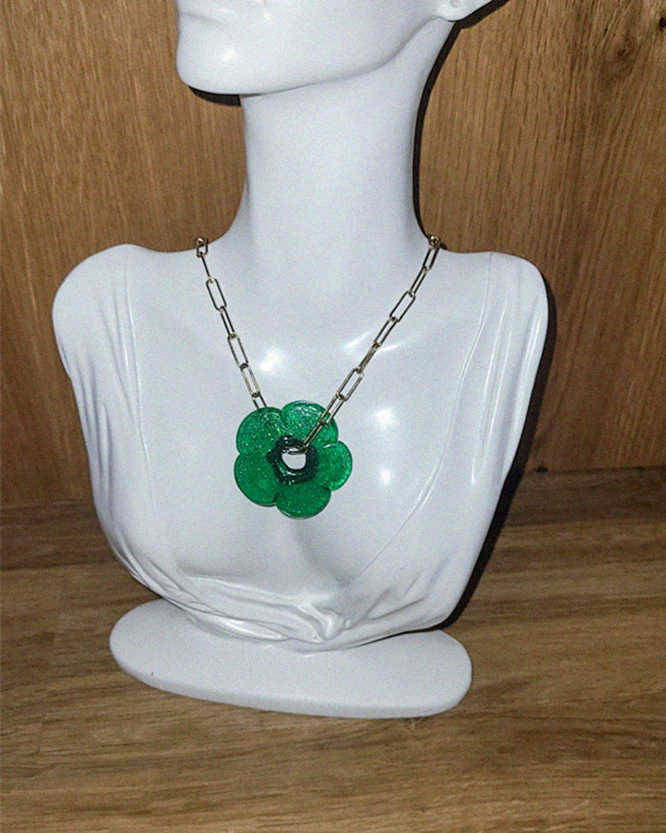 Golf Wang green flower necklace 18k gold plated - Depop