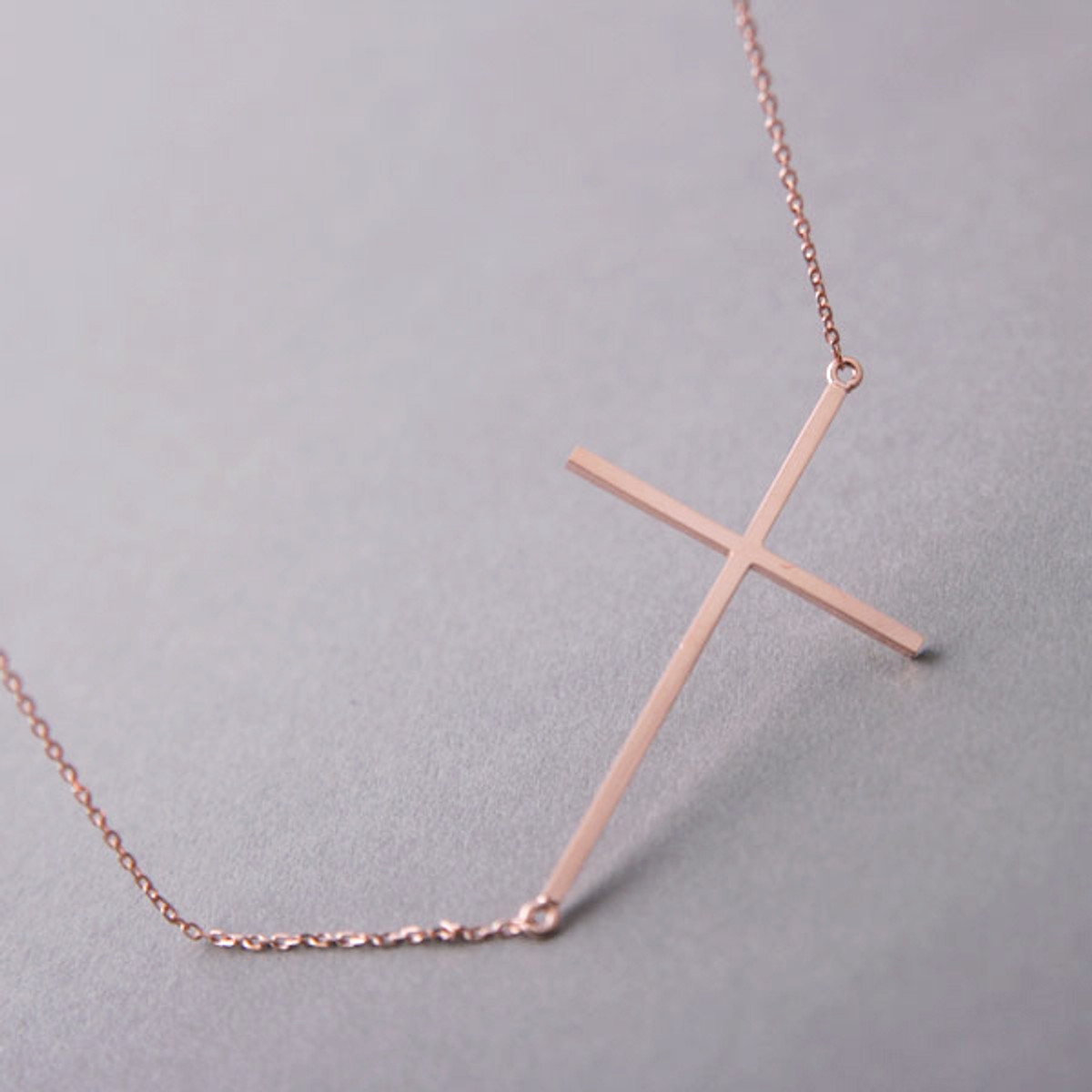 Rose gold sideways cross necklace deals