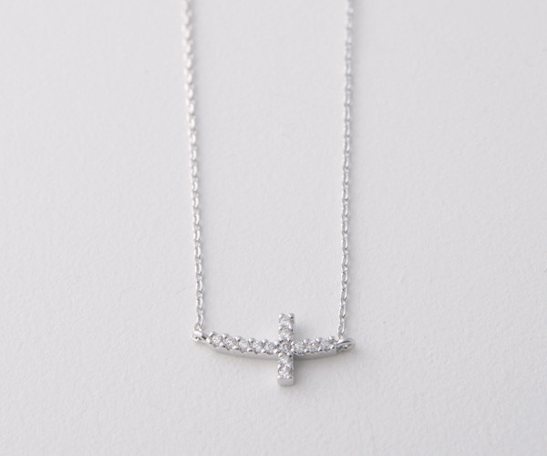 White Gold Swarovski Curved Sideways 