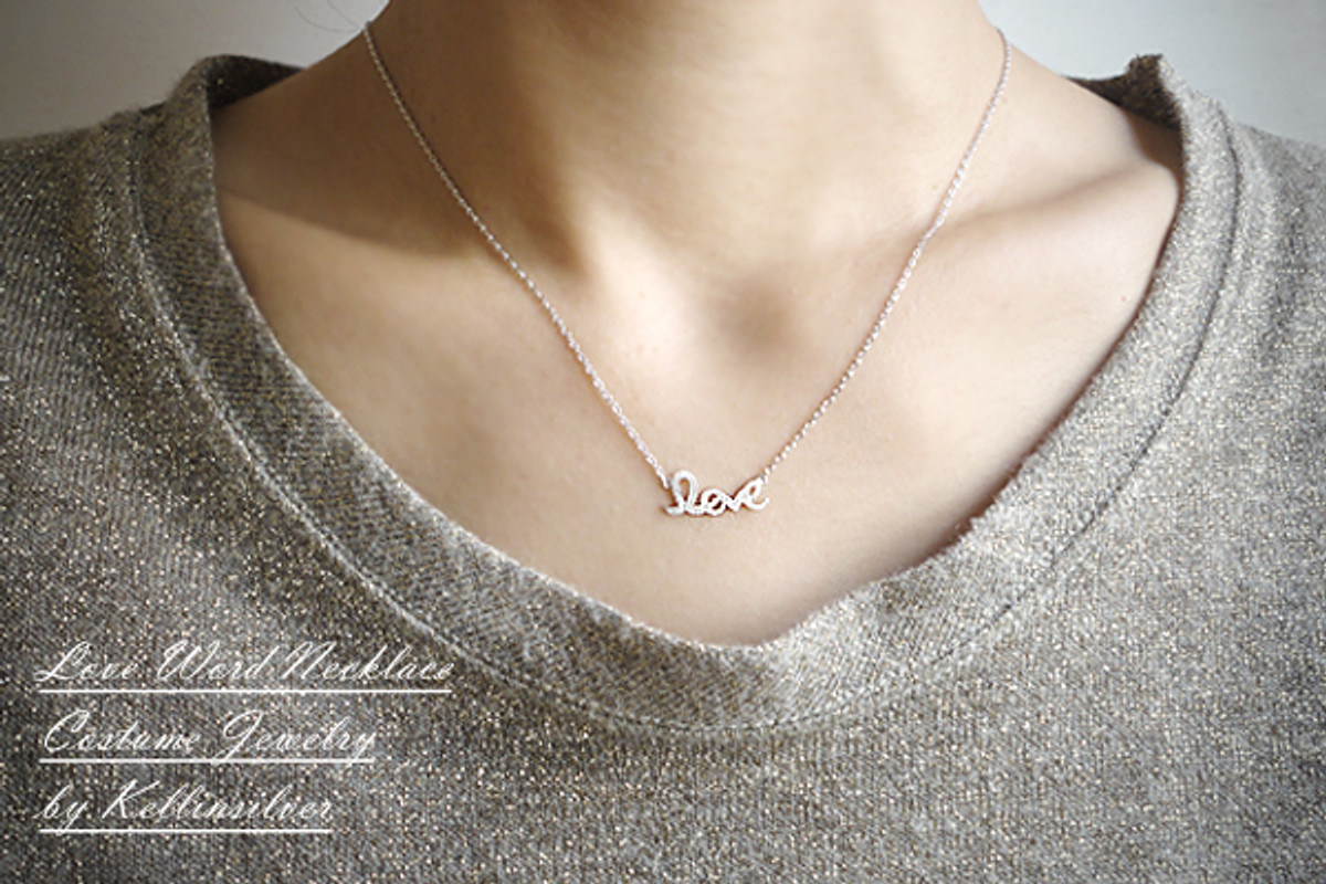 Diamond Love Script Necklace | BE LOVED Jewelry