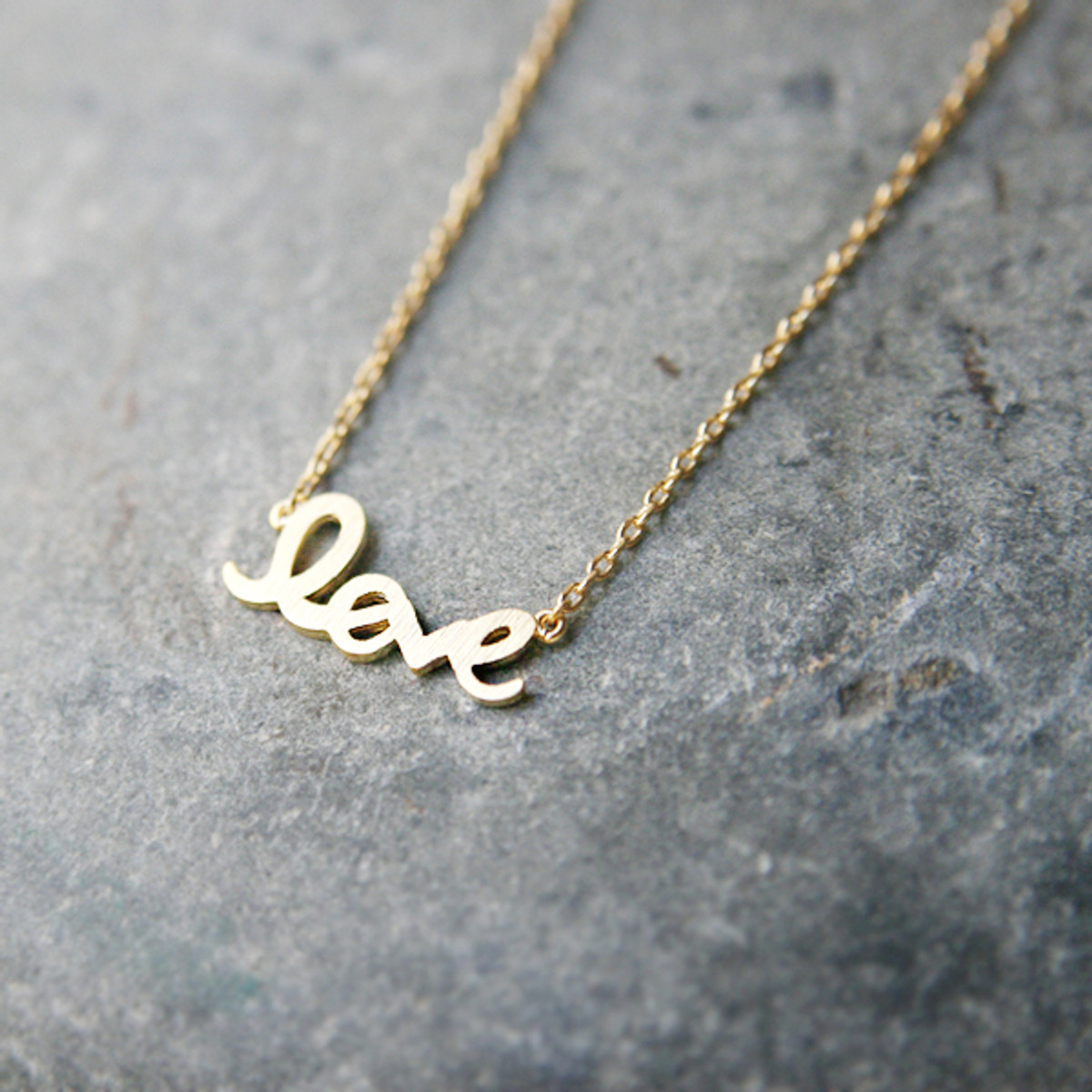 Gold Love Script Necklace - kellinsilver.com